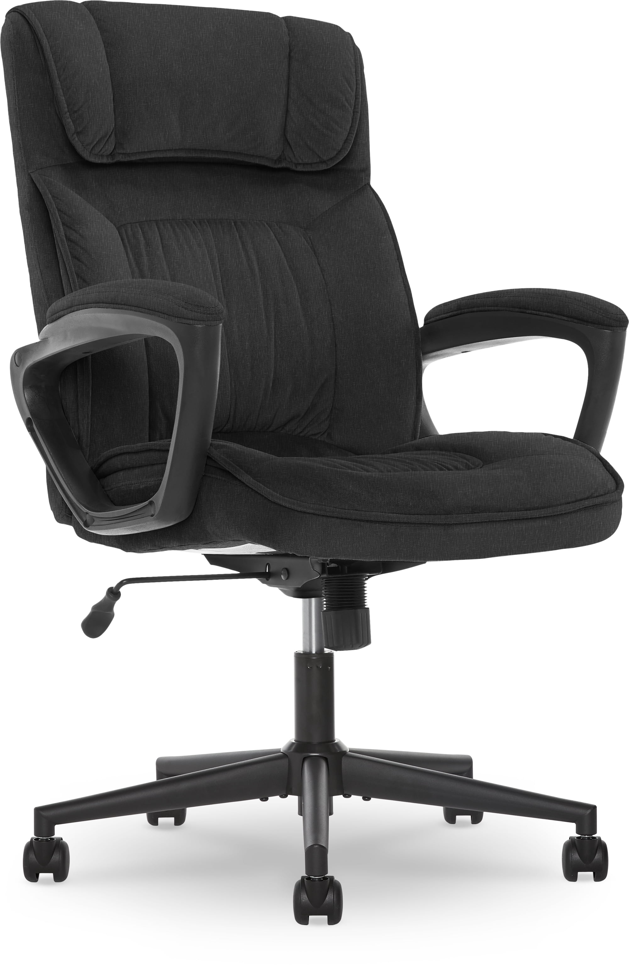 Serta Hannah Executive Home Office Desk Chair, Ergonomic Mid-Back with Lumbar Support, Firm Seat Cushion, Layered Body Pillows, Padded Armrests, Swivel Base, Easy Assembly, Microfiber, Charcoal Gray