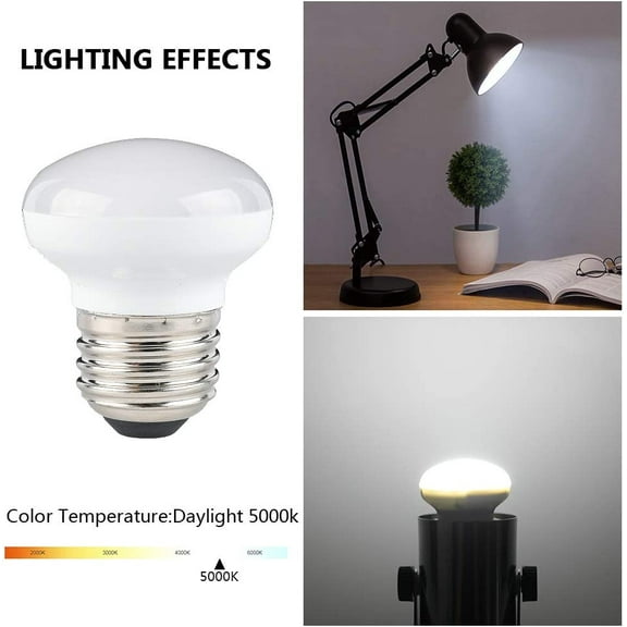 OPVM-China Cabinet Light Bulbs, 4W(25W) Short Light Bulbs, R14 E26 Curio Cabinet Light Bulb, 5000K Daylight White, Dimmable, 4Pack