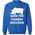 thumbnail image 2 of OXI Crewneck Sweatshirt - Save The Chubby Unicorn,Basic Casual Sweatshirts for Men's and Women Fleece Sweatshirt Long Sleeve- Royal Blue X-Large, 2 of 2