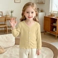 thumbnail image 7 of Besolor Newborn Girls Clothes Long Sleeve Shirts Button down V Neck Cardigan Lightweight Casual Comfy Undershirt Tops(1-2 Years,Yellow), 7 of 7