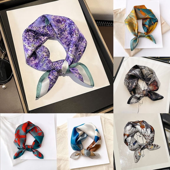 LILIYA Women's Small Square Scarf 21"x21" Silk Feeling Bandanas Neck Scarves Handbag Hair Ribbons Necktie Versatile Accessory for all Occasions