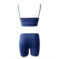 thumbnail image 4 of Mrat Workout Sets for Women 2 Piece Seamless Cropped Strap Tank High Waist Shorts Yoga Outfits Sportswear Jogger Suit Set S-1 Blue m, 4 of 5