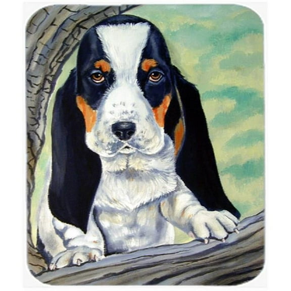 9.5 x 8 in. Basset Hound at the Tree Mouse Pad, Hot Pad Or Trivet