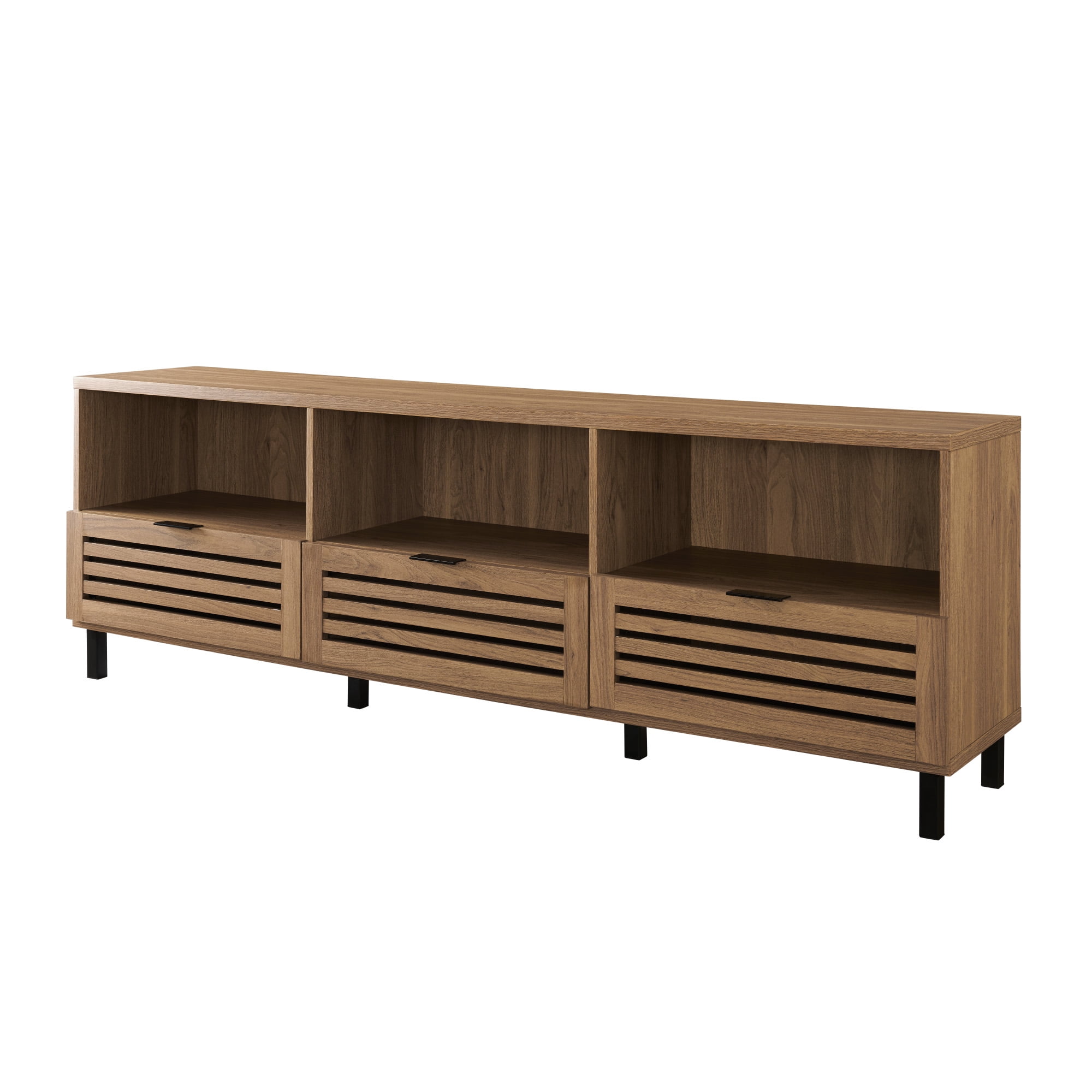 Manor Park Jackson English Oak Modern Slatted 3 - Drawer TV Stand