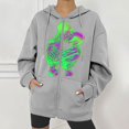 thumbnail image 2 of Chaqueta con capucha Punk suelta con cremallera y estampado de Halloween para mujer, abrigo, sudaderas con capucha, abrigo Pompotops qwe15433, 2 of 8