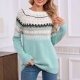 thumbnail image 4 of Ailaofu Women's Fair Isle Sweater Casual Crewneck Long Sleeve Lightweight Vintage Knit Jumper Tops, 4 of 6