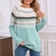 thumbnail image 4 of Ailaofu Women's Fair Isle Sweater Casual Crewneck Long Sleeve Lightweight Vintage Knit Jumper Tops, 4 of 6