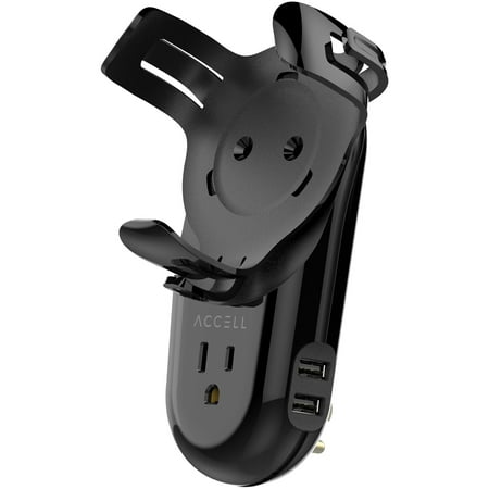 Accell - Power Wall Charger with Holder for Amazon Echo Dot 3rd Gen and 2 USB-A Charging Ports