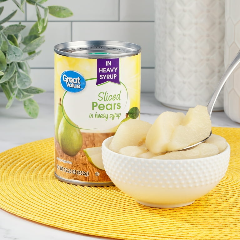 Great Value Canned Sliced Pears 15.25 oz Delicious Fruit Snack