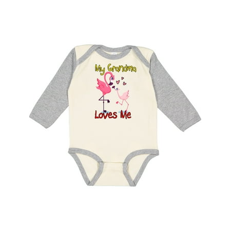 

Inktastic My Grandma Loves Me Flamingo Gift Baby Boy or Baby Girl Long Sleeve Bodysuit