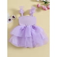thumbnail image 2 of Lamuusaa Girls A-line Dress, Sleeveless Bow Tulle Patchwork Party Dress Summer Dress for Birthday, 2 of 8