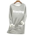 thumbnail image 1 of Fashnice T-shirt pour Femmes Imprimé Lettre Chandail Col Rond Chandail en Molleton Chaud Automne Hauts Gris Clair avec Flocons de Neige 4TG, 1 of 2