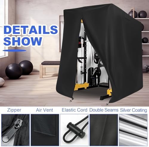 Gym Rack Cover, 600D Oxford Covers for Pull Up Bar Station/Weight Lifting Rack/Squat Rack/Outdoor Home Gym Workout Equipment,Waterproof UV & Dustproof,Black,68.8 * 41 * 72.8inch