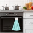 thumbnail image 5 of Haosy 2 Pack Kitchen Wash Cloths with Hanging Loops Absorbent Absorbent Quick Drying Hand Towels, Turquoise Bubbles, 5 of 7