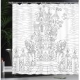 thumbnail image 3 of Ambesonne Gargoyle Shower Curtain, Uncolored Halloween Castle, 69"Wx75"L, Charcoal Grey White, 3 of 4
