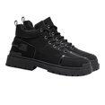 thumbnail image 4 of Botas altas para hombre, parte superior de cuero sintético, suela de goma, antideslizantes, transpirables, para uso diario, trabajo, fiesta, color negro 41, 4 of 15