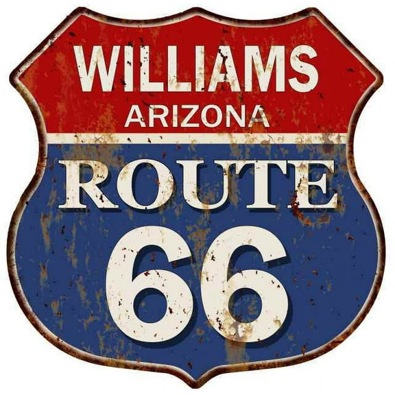 WILLIAMS, ARIZONA Route 66 Shield Metal Sign Man Cave Garage 211110013018