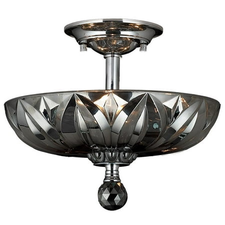 Mansfield Collection 3 Light Chrome Finish and Smoke Crystal Bowl Semi Flush Mount Ceiling Light 12