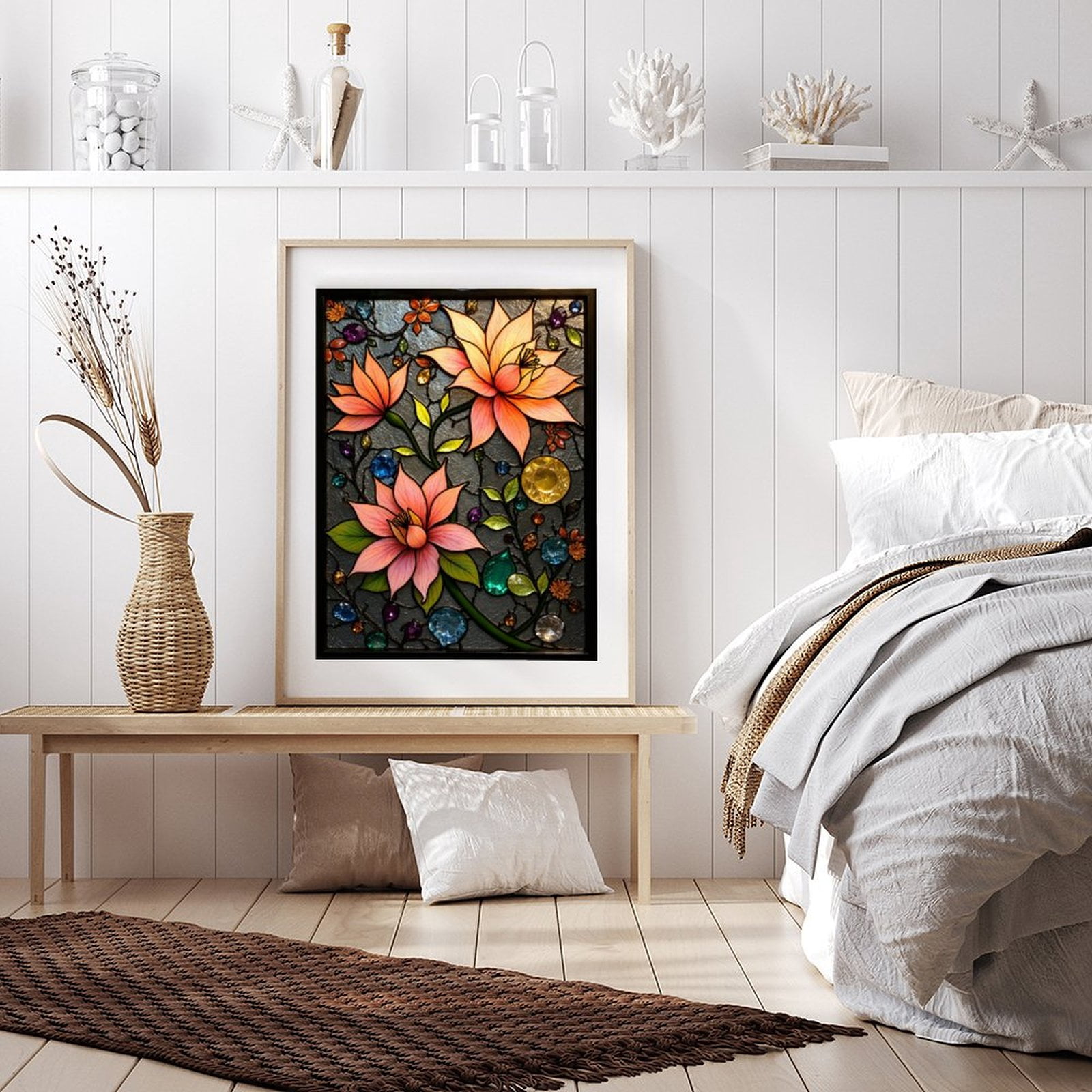 Diamond Art Kits for Adults - 5d Colorful Floral Gem Art Deco Diamond Painting for Adults, Diamond Art for Adults Beginners, Diamond Painting Kits for Adults for Home Wall Decor