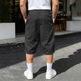thumbnail image 4 of USNSM (XXL-5XL) Plus Size Cargo Capris for Men Elastic Waist Big and Tall Athletic Gym Crop Pants Baggy Summer Beach Travel Pant with Pockets Black XXXXL, 4 of 7