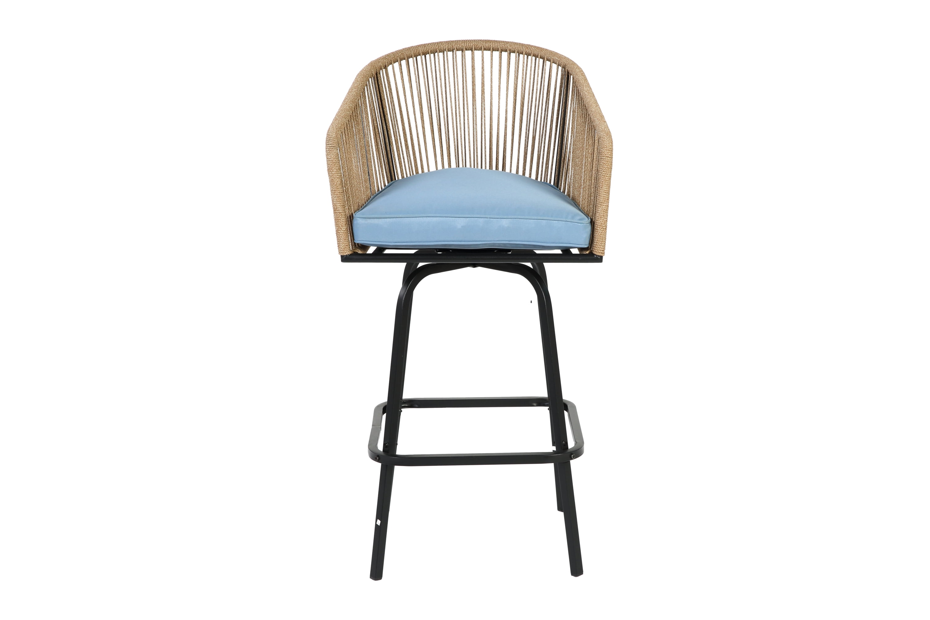 MOONMISS Outdoor Patio 360°Swivel All Weather Rattan Bar Stools(set of 4) with Backrest-Blue