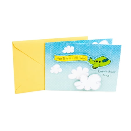 Airplane Greeting Cards - Hallmark Baby Shower Greeting Card for Baby Boy (Airplane with Banner)