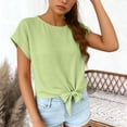 thumbnail image 2 of Workout Tops Woman Summer Yoga Athletic Shirts Cap Sleeve Tie Bow Loose Fit Gym Muscle Shirt, 2 of 7