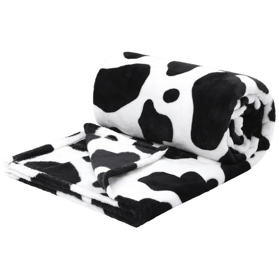 Unique Bargains Cow Printed Soft Lightweight Bed 300GSM Flannel Throw Blanket 39" x 51"