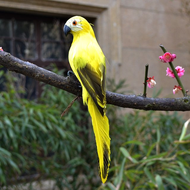 Nvzi 1 Pcs 9.9 Inch Artificial Birds Realistic Parrot with Lifelike Feathered Parrot Decor Model for Decoration Craft,Yellow A
