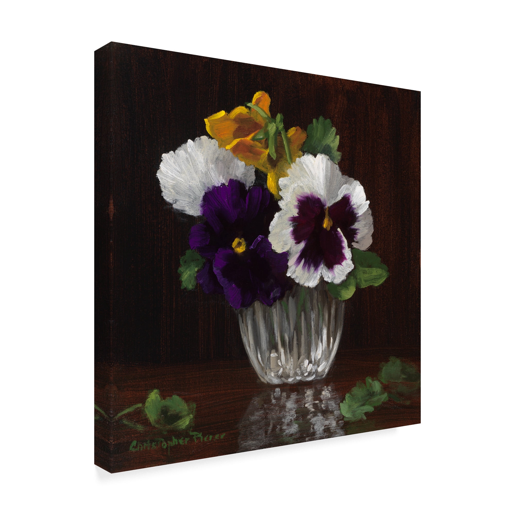 Trademark Fine Art 'Four Pansies' Canvas Art by Christopher Pierce