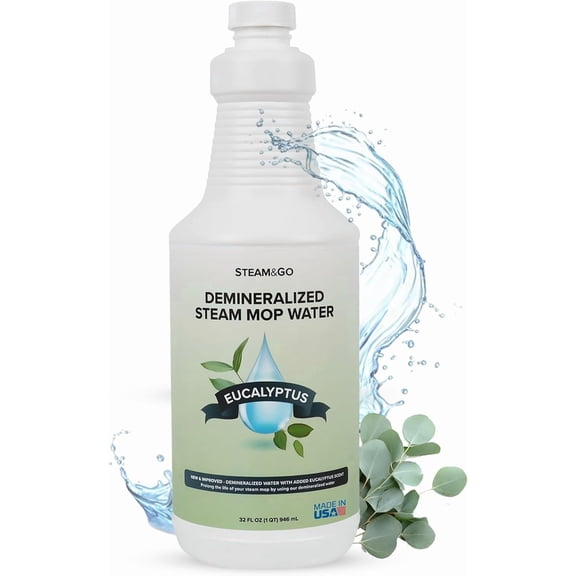 Steam & Go Demineralized Water for Steam Mop Scented Floor Cleaner, 32 fl Oz Eucalyptus Mint