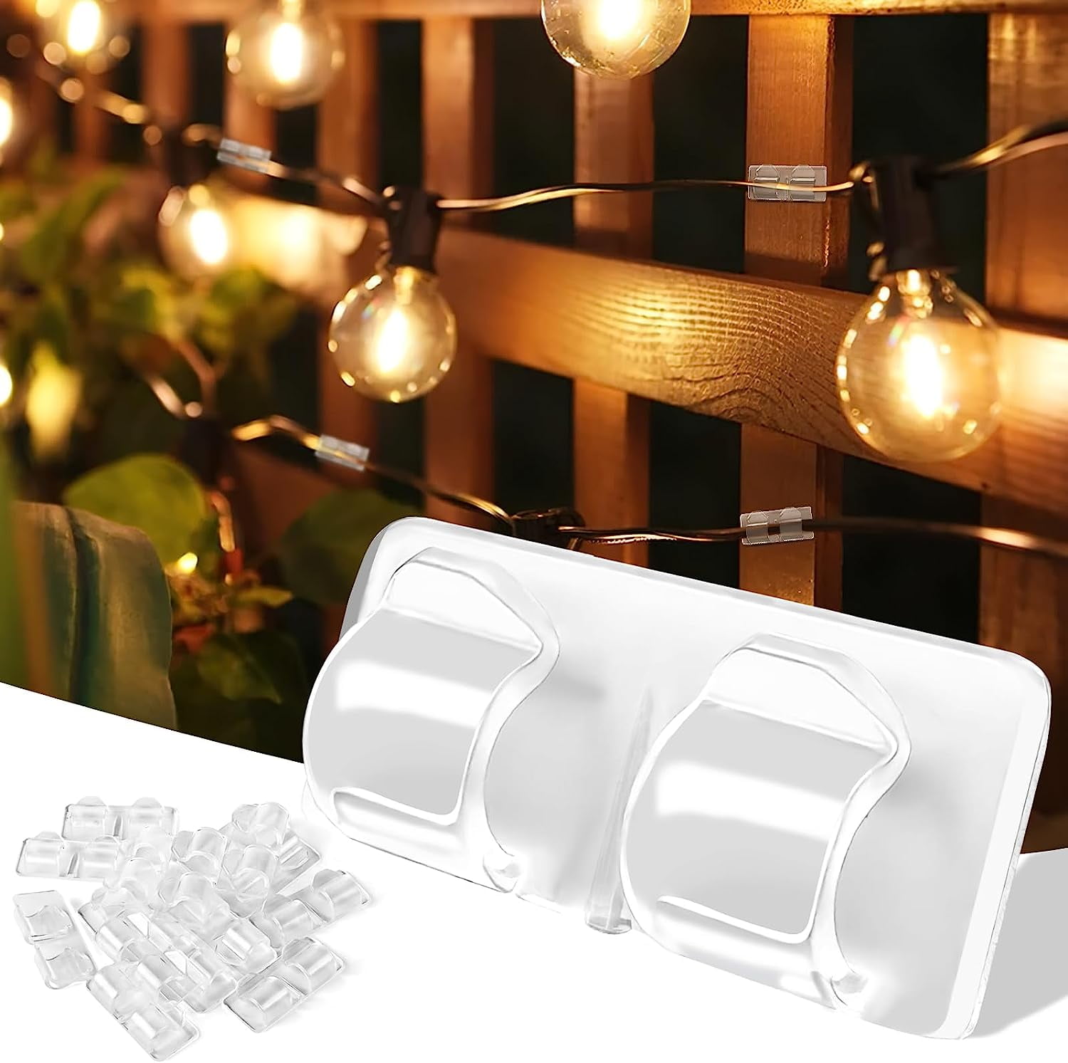 60 Pcs Hooks for Outdoor String Lights Clips, Heavy Duty String Light
