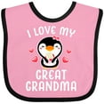 thumbnail image 3 of Inktastic I Love My Great Grandma with Cute Penguin and Hearts Girls Baby Bib, 3 of 4