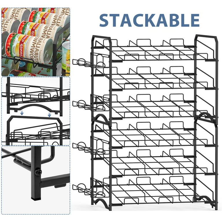 Auledio Can Organizer Rack Stackable Metal Can Organization and Storage for  Kitchen Cabinet Pantry or Counter-Top (Black) 