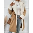 thumbnail image 2 of Abrigos de Invierno de Larga con Solapa Forrada para Mujer, Chaqueta Larga y Cálida con Doble Botonadura, Abrigo de Felpa. Caqui M, 2 of 7