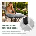 thumbnail image 4 of Round Outdoor Tablecloth with Umbrella Hole and Zipper, Black Grey Ombre Tablecloth with Elastic Waterproof, Summer Beach Ocean Waves Coastal Patio Table Covers for 31" - 35" Picnic Pool Tables, 4 of 9