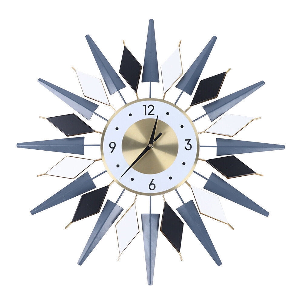 Denest Mid Century Wall Clock Large Silent Metal Starburst Wall Clock for Living Room