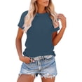 thumbnail image 2 of Bixock Women's Basical Short Sleeve Blouse,Summer Workout Tops,Crewneck Short Sleeve Raglan Sleeve T-shirt Loose Fitted Soft Comfortable Daily Casual T-shirts, 2 of 5