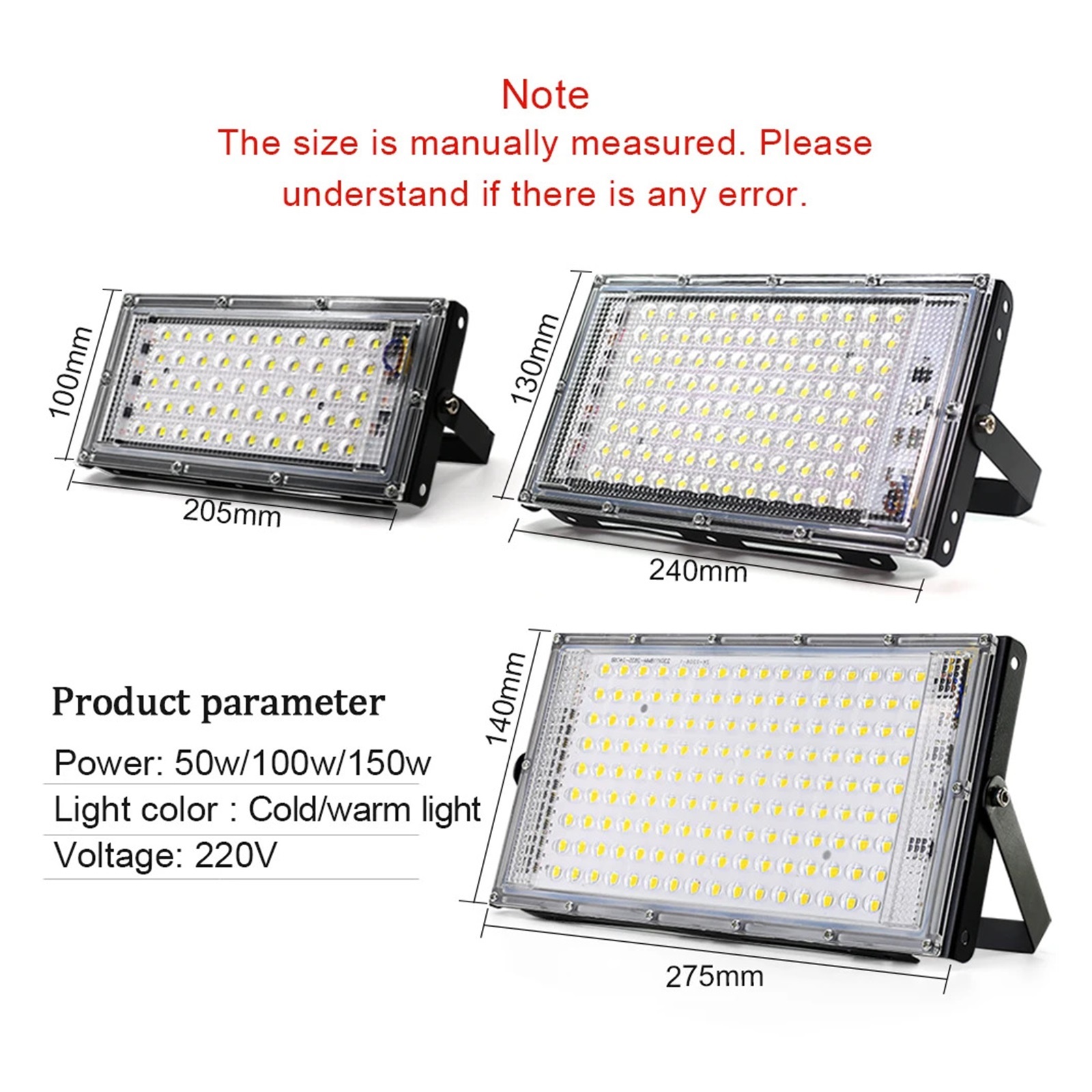 100W 50W Flood Light Led Outdoor Lighting Waterproof IP65 Floodlight LED Spotlight Big Power Fixture Reflector ,Easy to Install