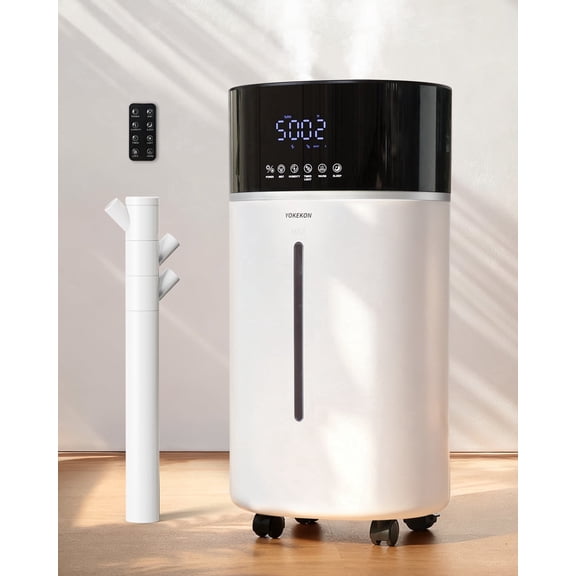 YOKEKON 4.76Gal/18L Cool & Warm Mist Humidifier for Large Room 2500 sq ft, Whole House Humidifier with Diffuser & Extended Tube, Quiet Air Humidifier for Bedroom