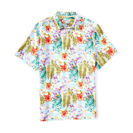 $135 Tommy Bahama Men's, 100% Silk Bahama Botanics Camp Shirt, Graceful Sea, XL