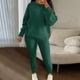 thumbnail image 2 of YUGYXL Plus Size Women 2 Piece Outfits Set Casual Long Sleeve Sweater Knit Pullover Top Leggings Pants Sweatsuit Lounge Sets Green L, 2 of 6