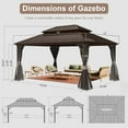 thumbnail image 2 of TOTAL Outdoor 12x16 ft Hardtop Gazebo Canopy Metal with Galvanized Steel Double Roof,Curtain & Netting for Patio Deck Backyard, Brown, 2 of 8