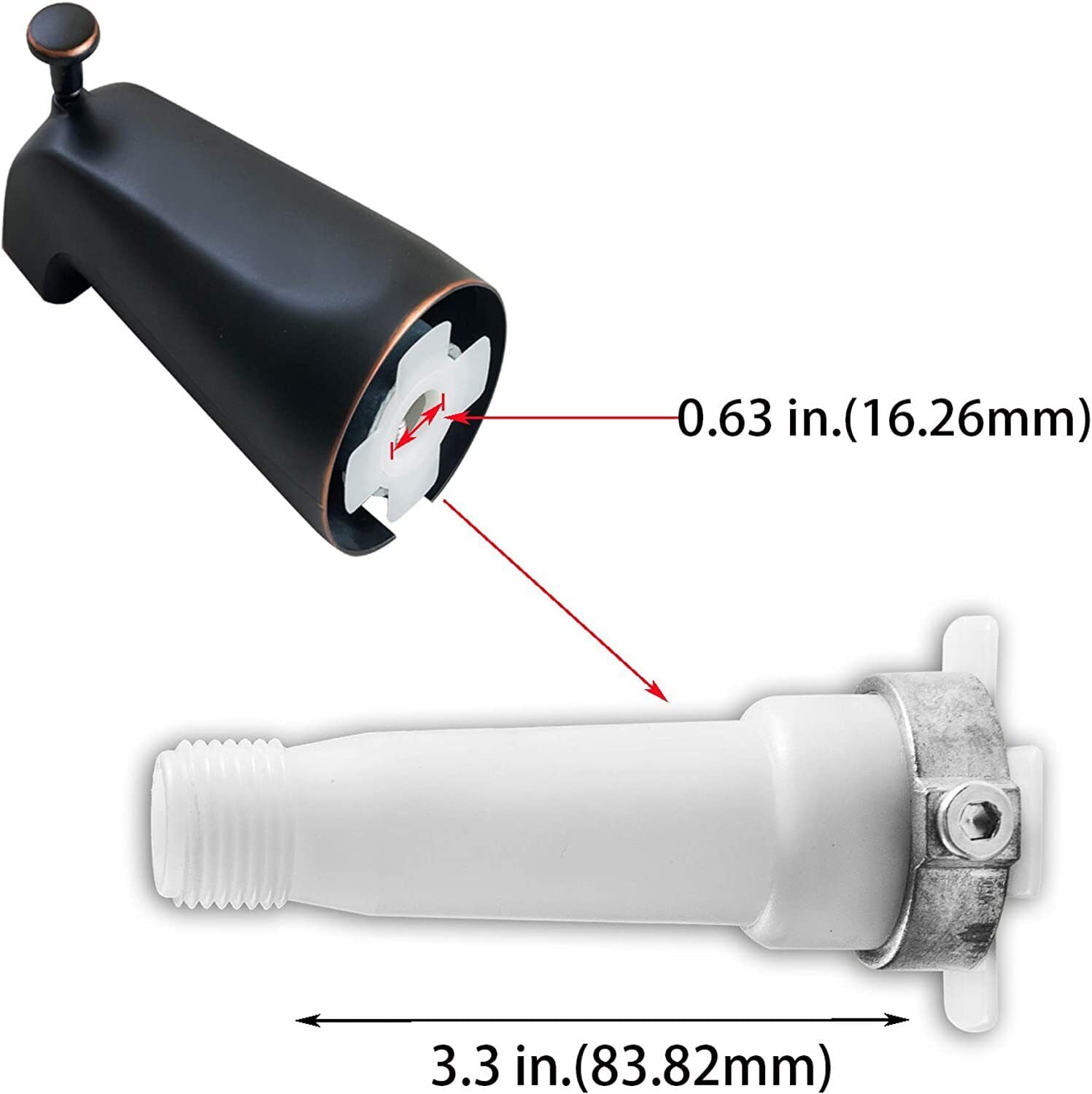 Slip On 4 1/2" Copper Pipe Universal Bathroom Tub Spout w/ Diverter Heavy Duty