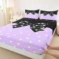 thumbnail image 3 of Homewish Boys Girls Kawaii Bow Knot 4 Pieces Queen Sheet Sets,Polka Dots Ultra Soft Flat Sheet,Black Purple Queen Fitted Sheet,Breathable Home Decor, 3 of 7