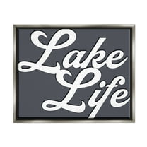Stupell Lake Life Nautical Phrase Landscape Painting Gray Floater Framed Art Print Wall Art