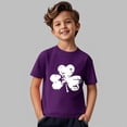 thumbnail image 2 of XIMIN Kids' St. Patrick's Day Soft Short-Sleeve Crew Neck T-Shirt - Distressed White Four-Leaf Clover Graphic, Lucky Charm Top for Boys & Girls, 2 of 8