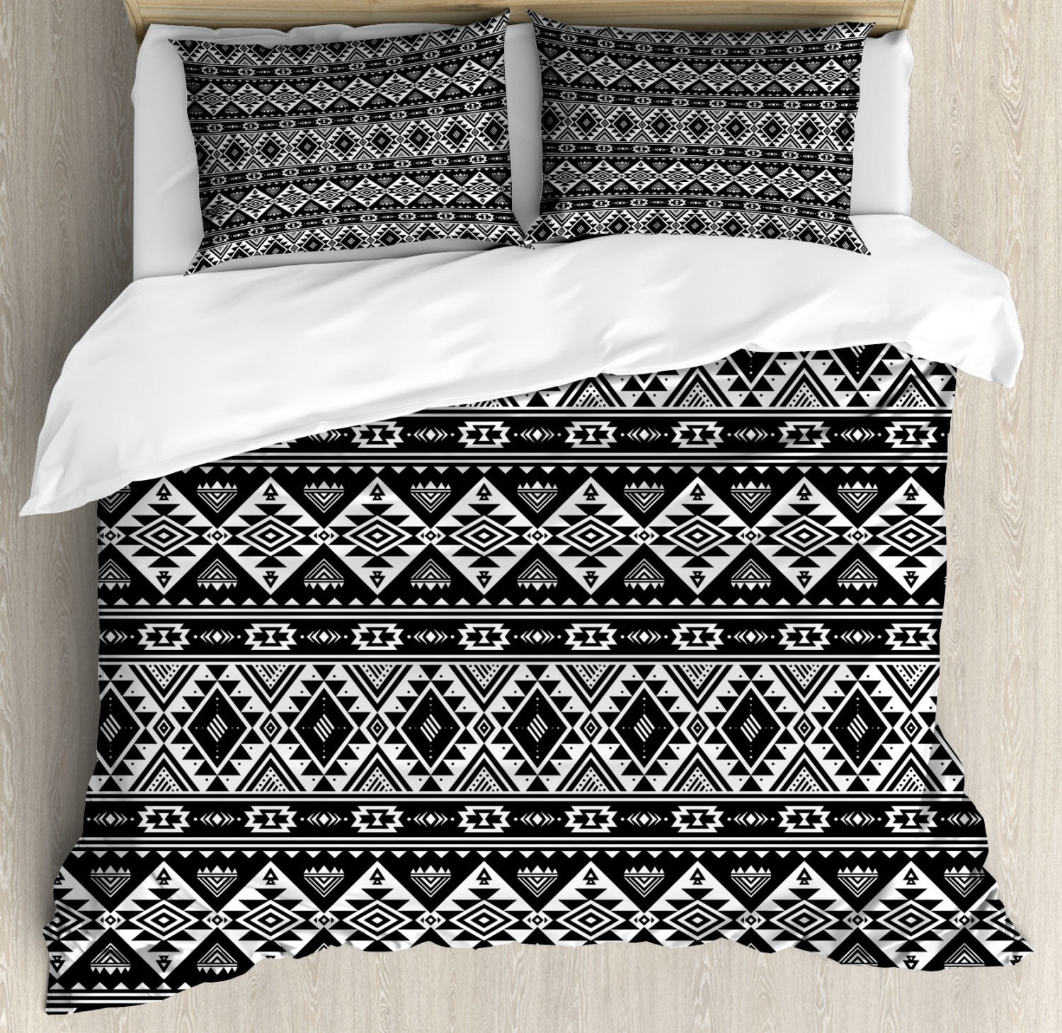 Tribal Duvet Cover Set King Size, Primitive Illustration of Various