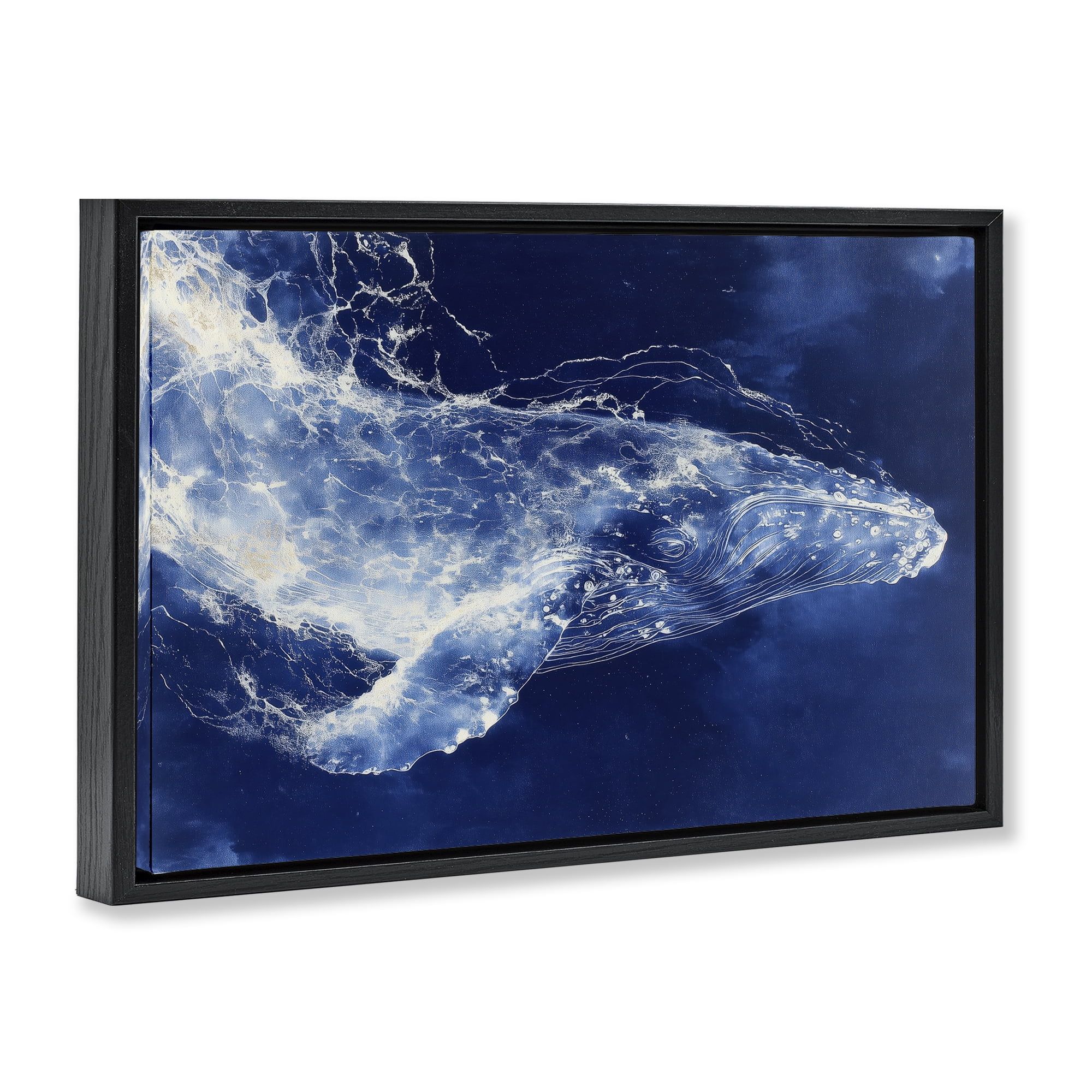 Stupell Industries Whale in Motion Black Framed Floater Canvas Wall Art, design by Chromatic Storm Studio
