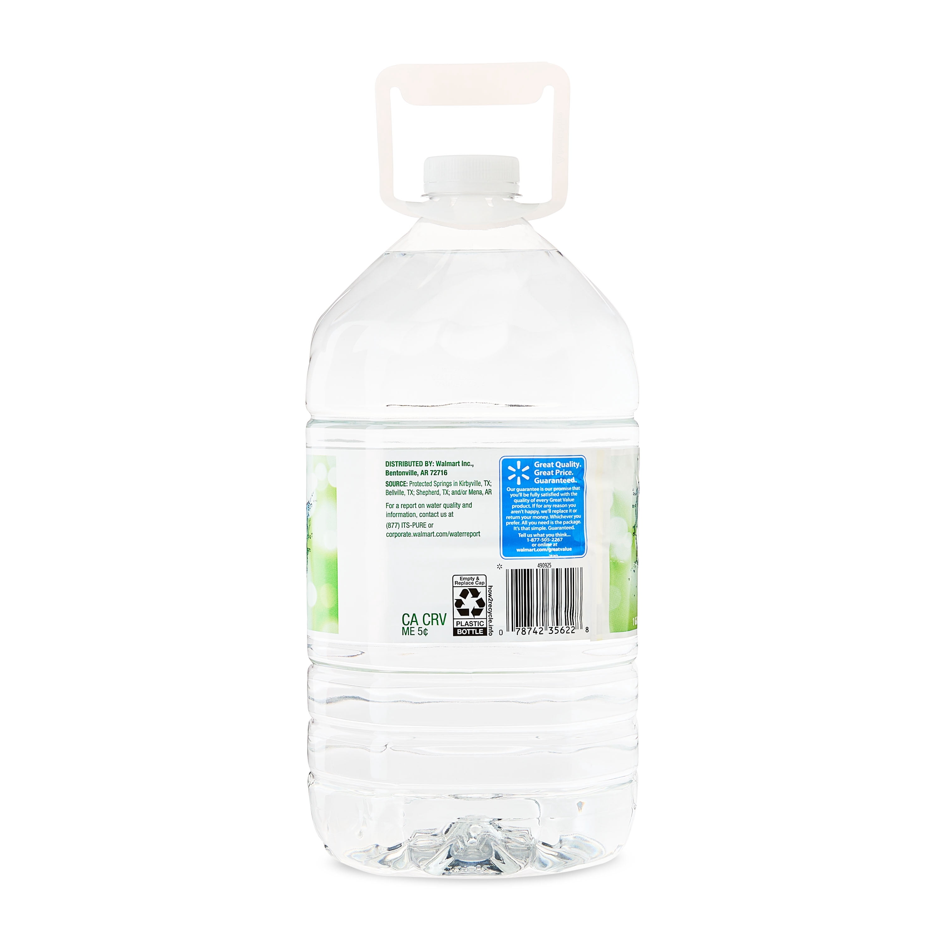 Great Value Natural Spring Water, PET 1 Gallon bottle